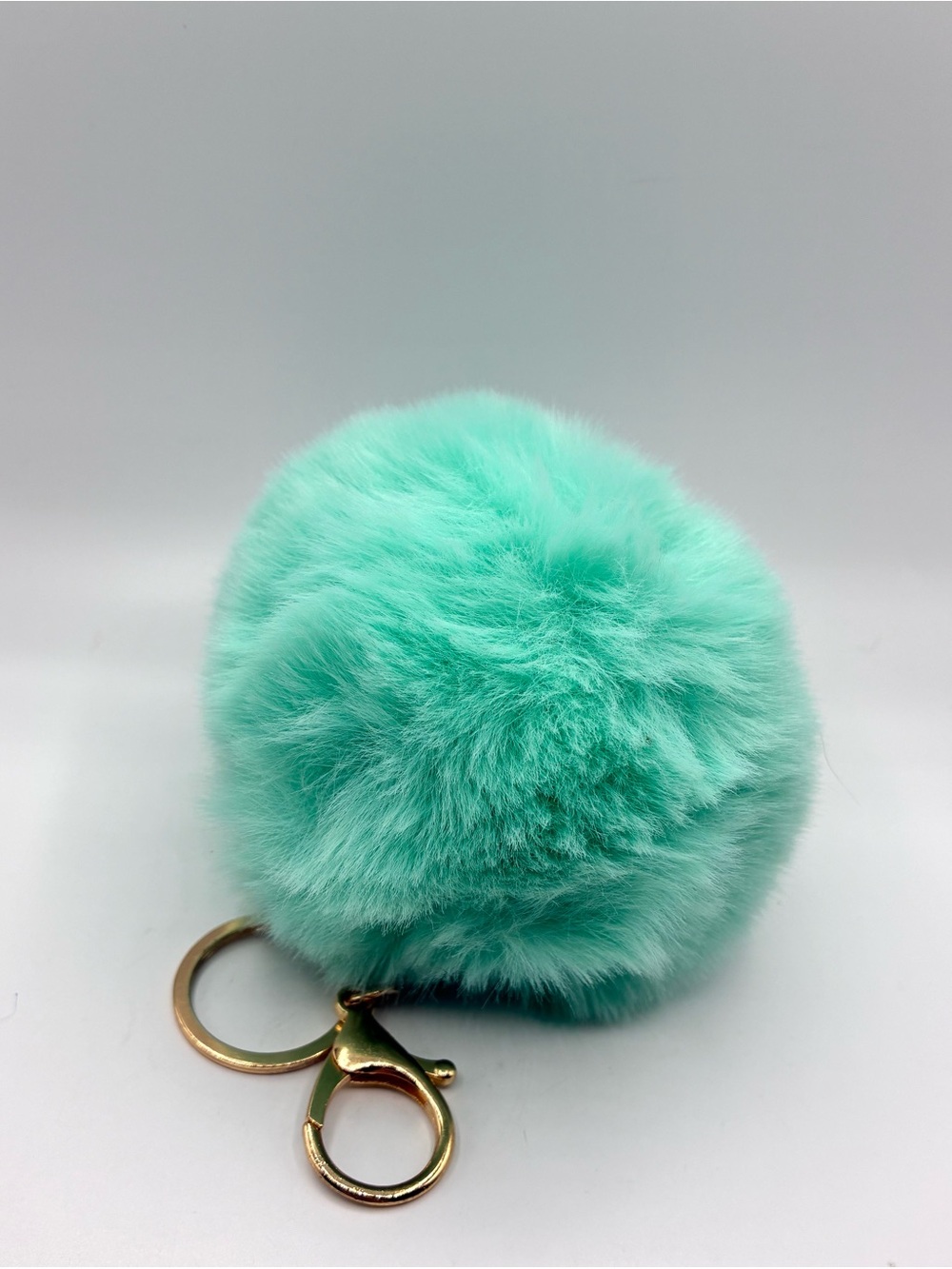 Plush Pom Pom Keychain - Choose One: White, Mint, Blue, Pink, Red - Picture 5 of 6